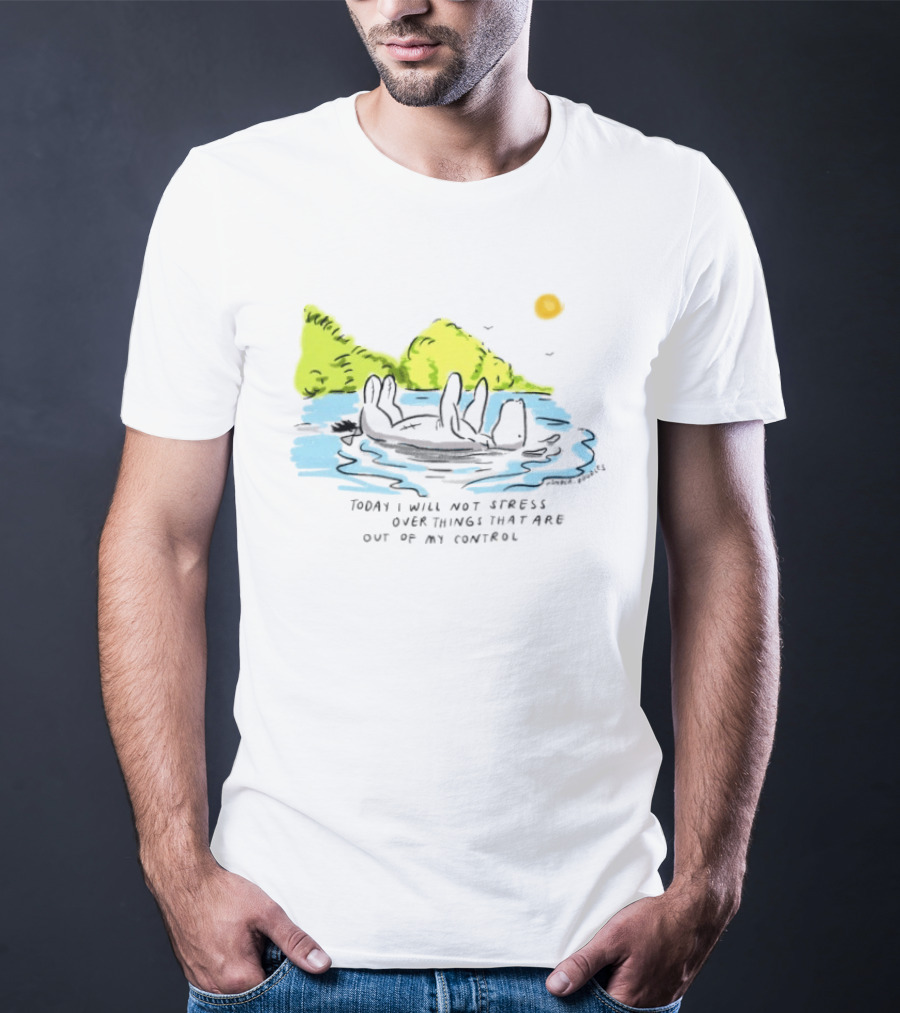 Eeyore Floating Relaxed With Sun Today I Will Not Stress Over Things That Are Out Of My Control T-Shirt