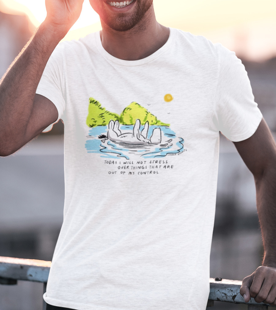 Eeyore Floating Relaxed With Sun Today I Will Not Stress Over Things That Are Out Of My Control T-Shirt
