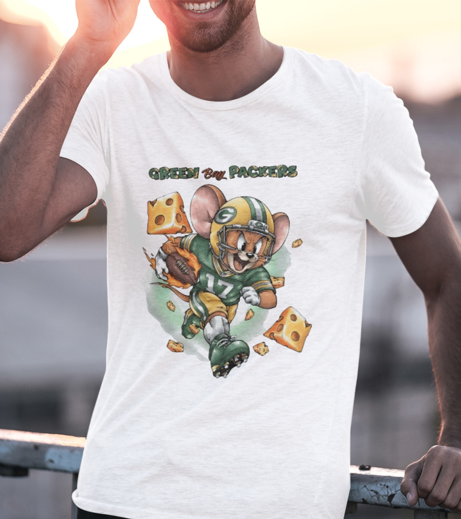 Green Bay Packers 17 Jerry Mouse Football Cheese T-Shirt