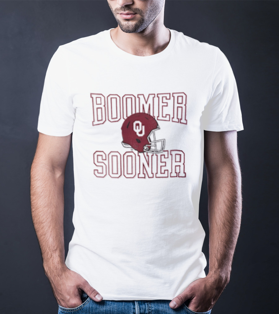 Boomer Sooner Oklahoma Sooners Red Football Helmet T-Shirt