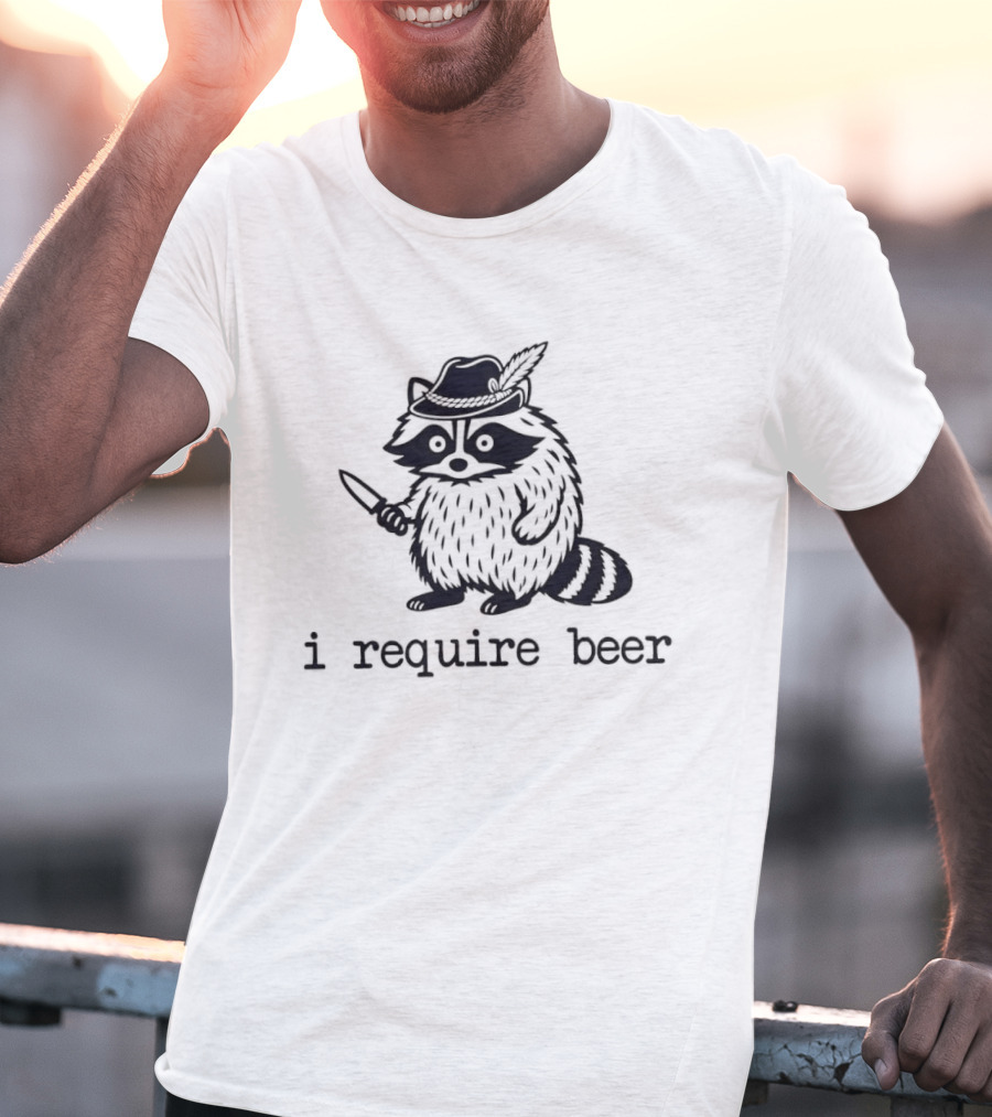 Raccoon With A Knife I Require Beer Animal Hat T-Shirt