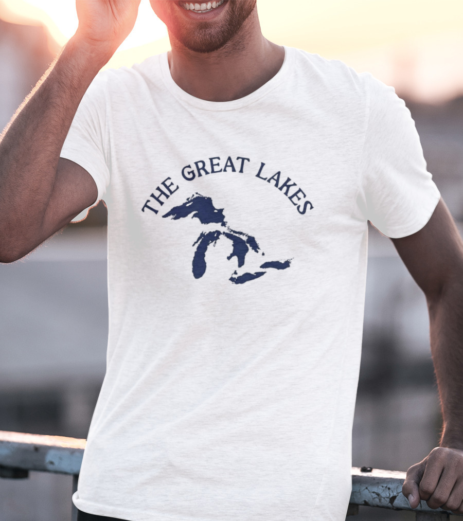 The Great Lakes Map Geography North America Waterways T-Shirt
