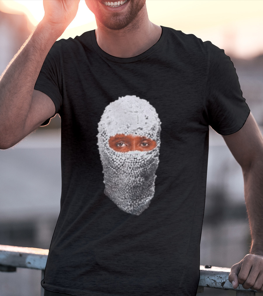 African Boy Store AFB Pearl Mask Eyes Peering Through Beaded T-Shirt