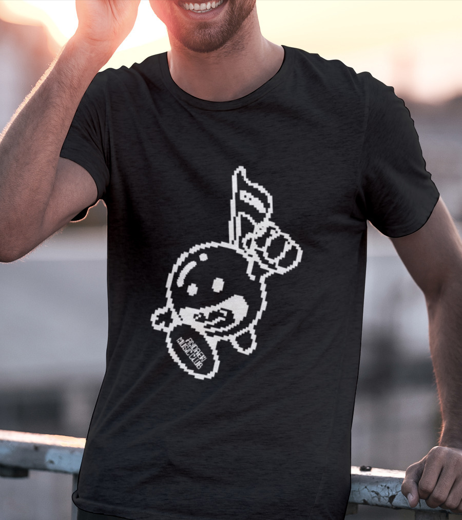 Andrew Miami Store Amc Black Pixel Art Character Holding Flag T-Shirt