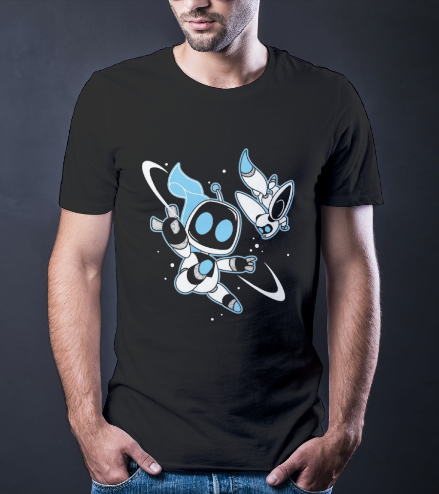 Astro Bot Bots In Space Adventure With Robots Floating In Space T-Shirt