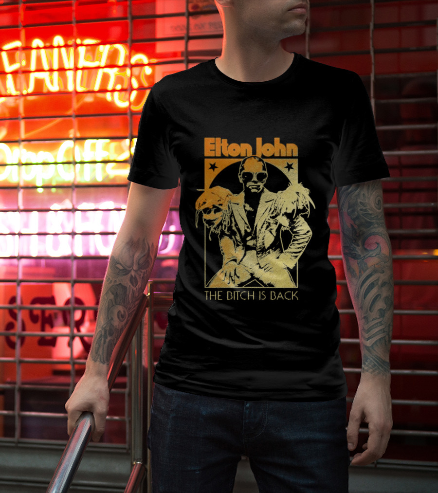 Elton John The Bitch Is Back Retro Style Gold T-Shirt