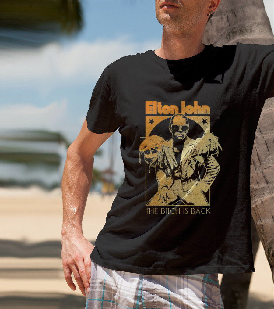 Elton John The Bitch Is Back Retro Style Gold T-Shirt