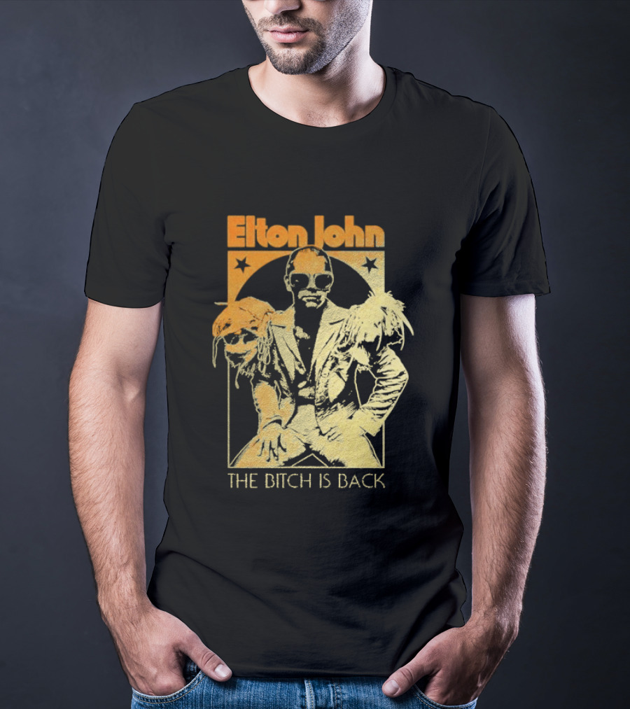 Elton John The Bitch Is Back Retro Style Gold T-Shirt