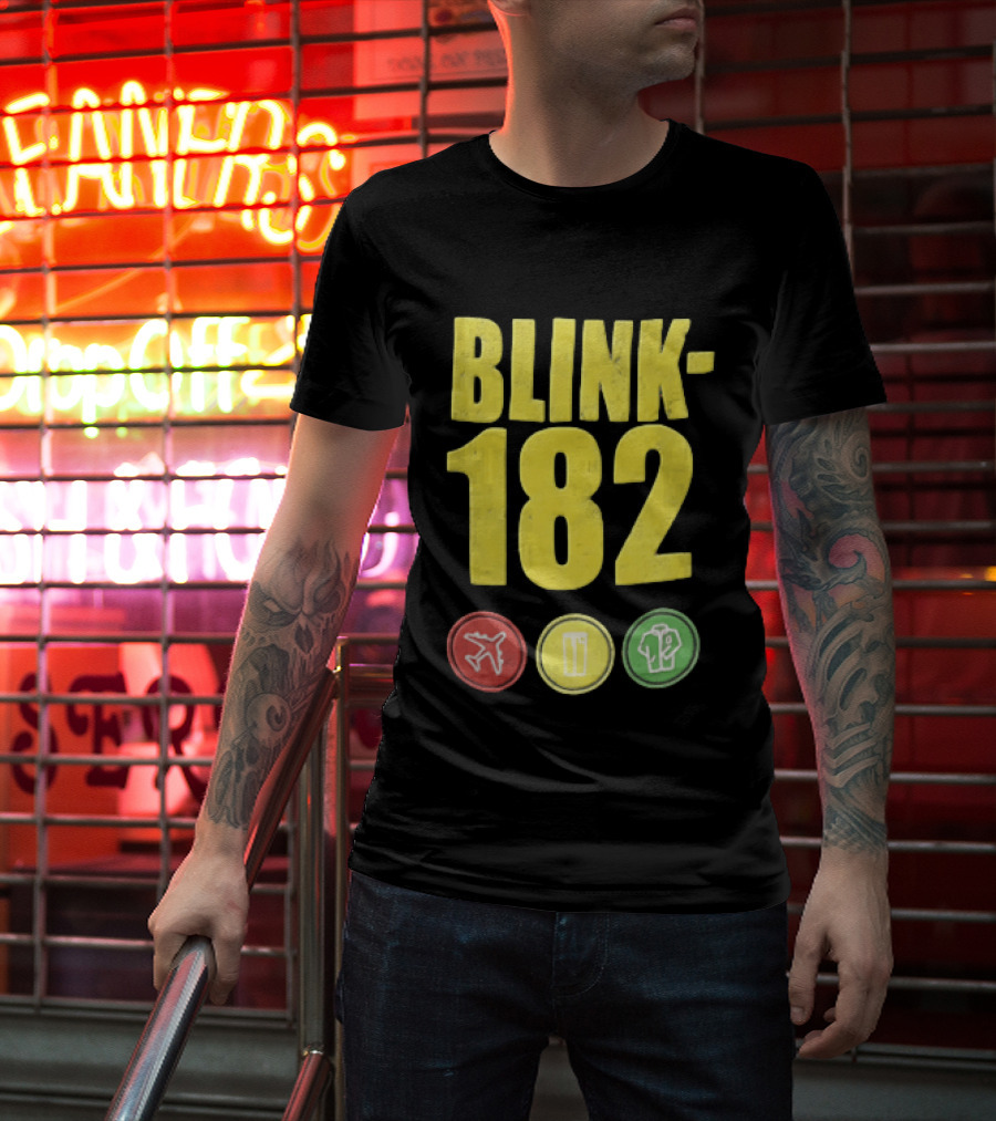 Blink 182 Yellow Airplane Glass T-Shirt