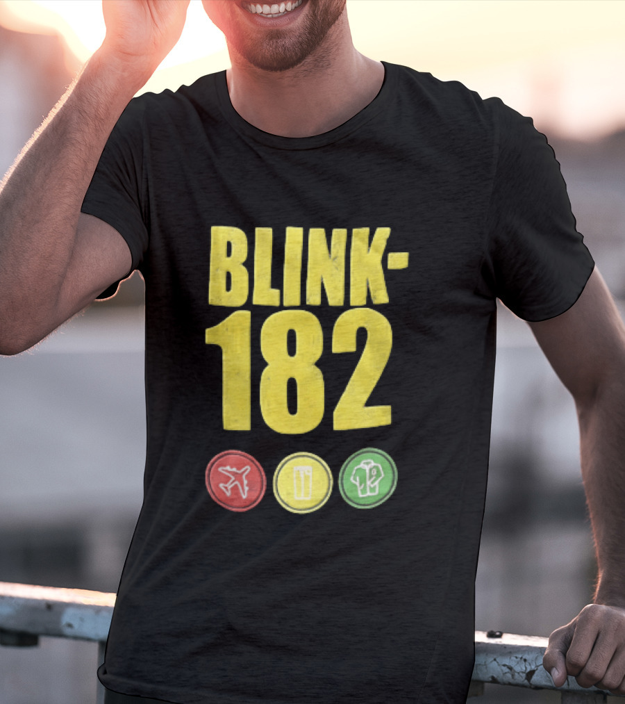 Blink 182 Yellow Airplane Glass T-Shirt