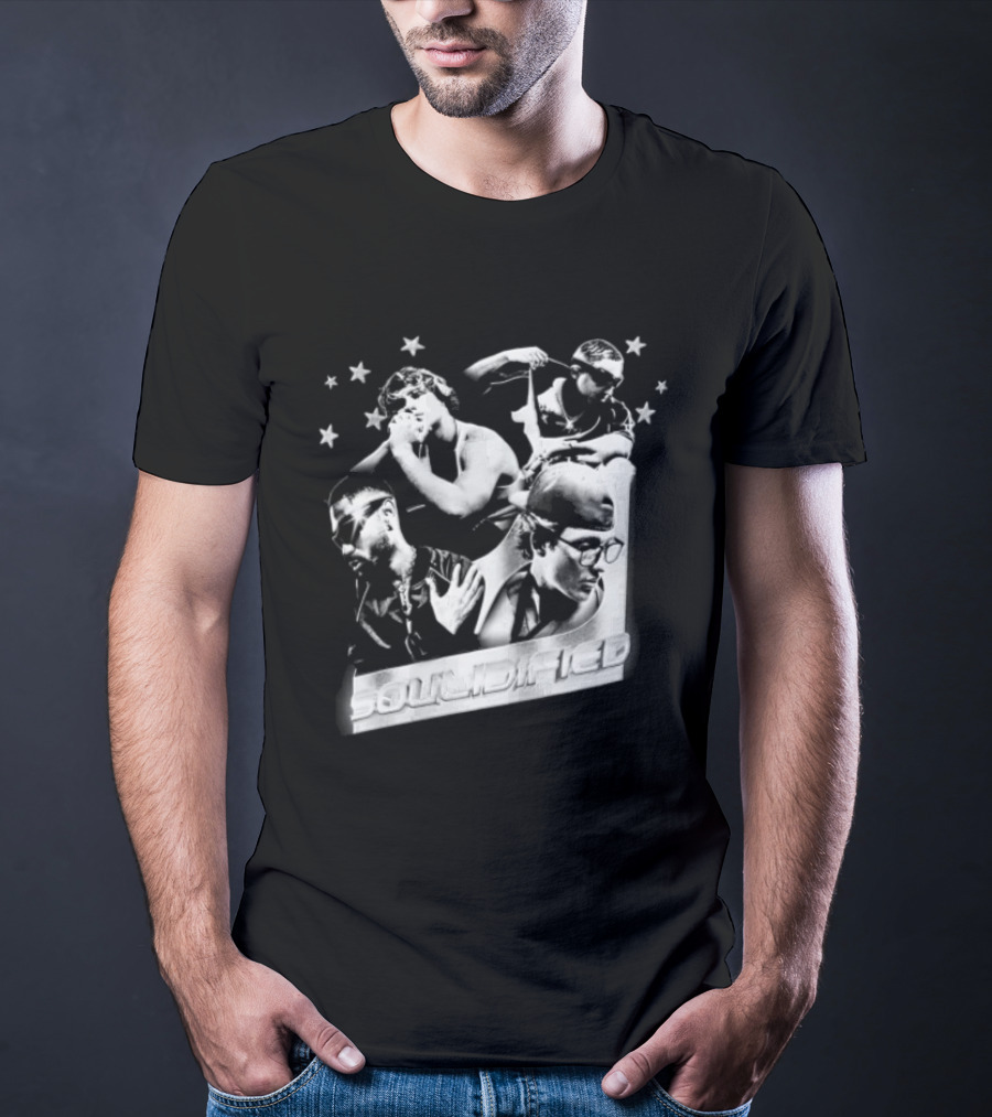 Four Men Stars Solidified Black White T-Shirt