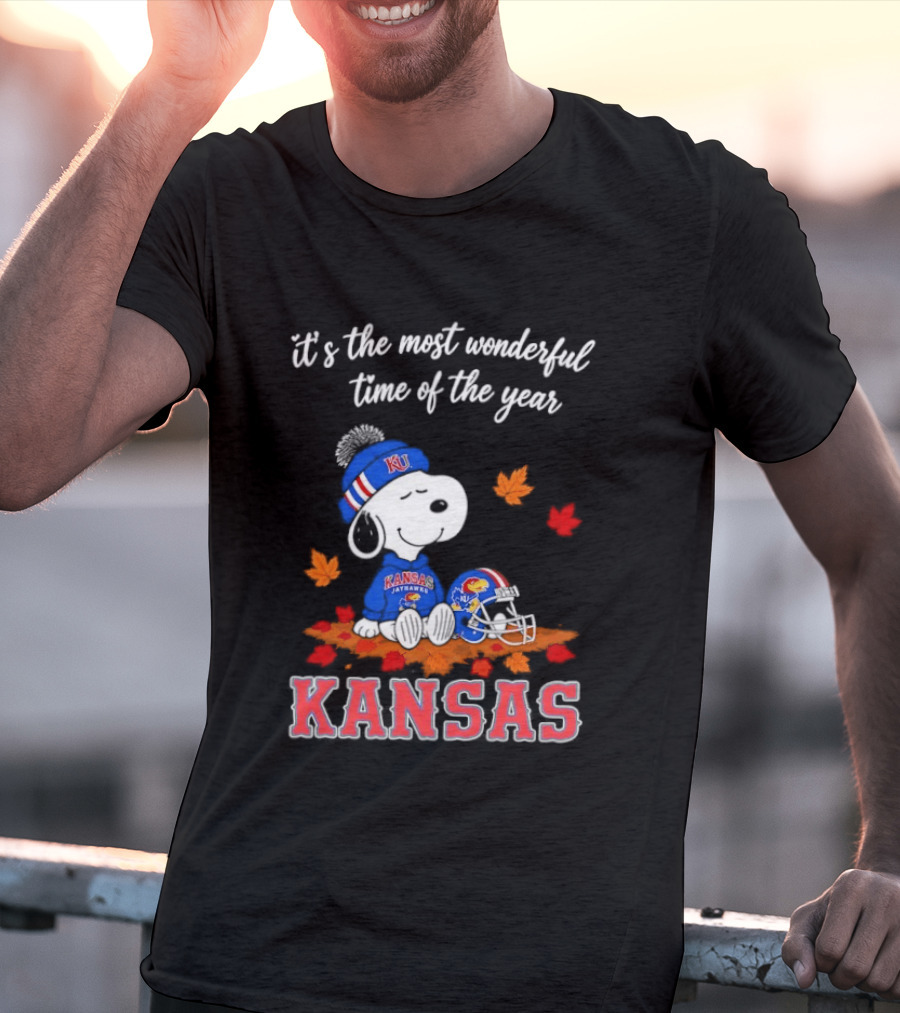 Kansas Jayhawks Snoopy It's The Most Wonderful Time Of The Year T-Shirt