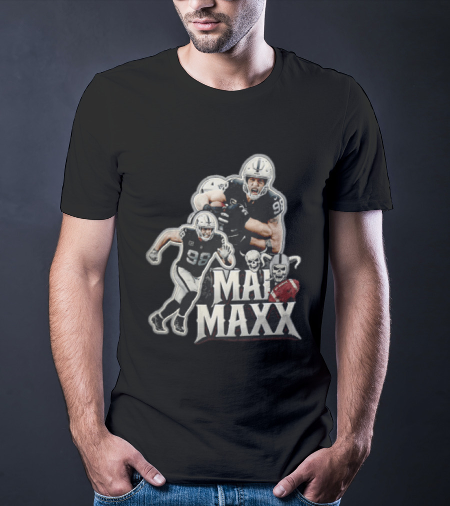 Las Vegas Raiders Maxx Crosby Mad Maxx Skulls Football T-Shirt