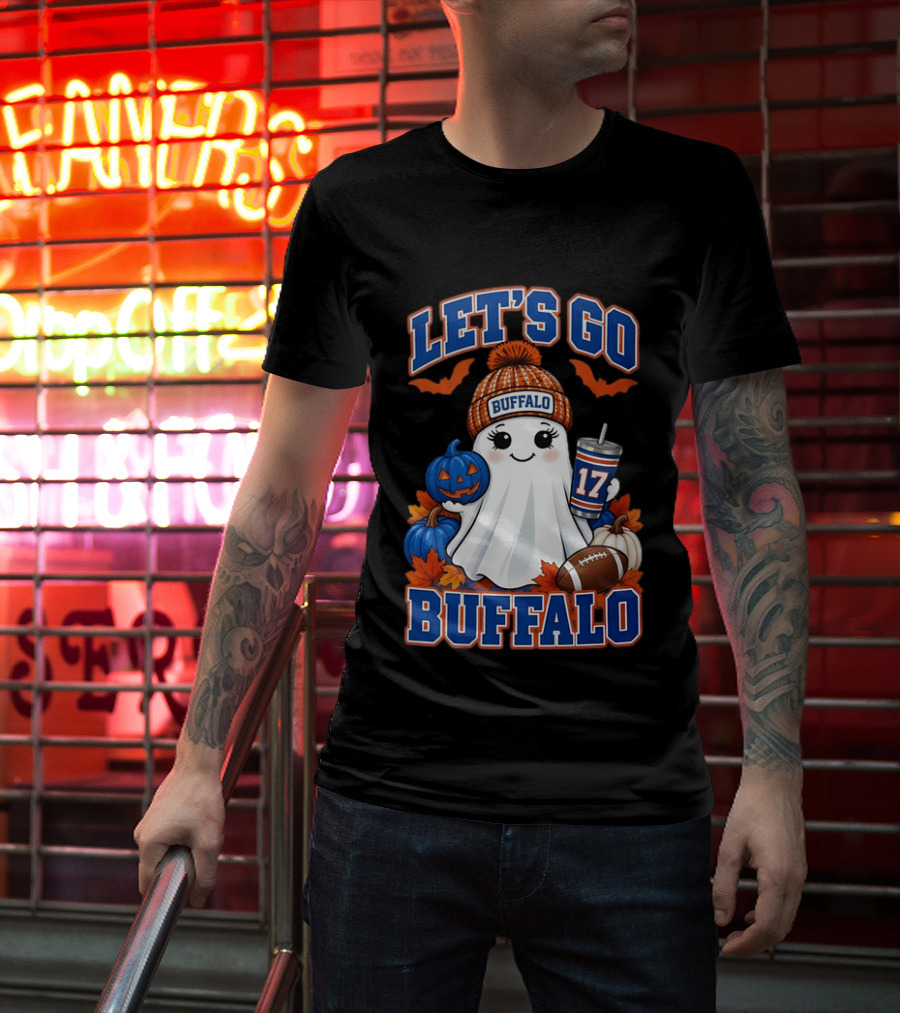 Let's Go Buffalo Halloween Ghost Football Festive Pumpkins 2026 T-Shirt