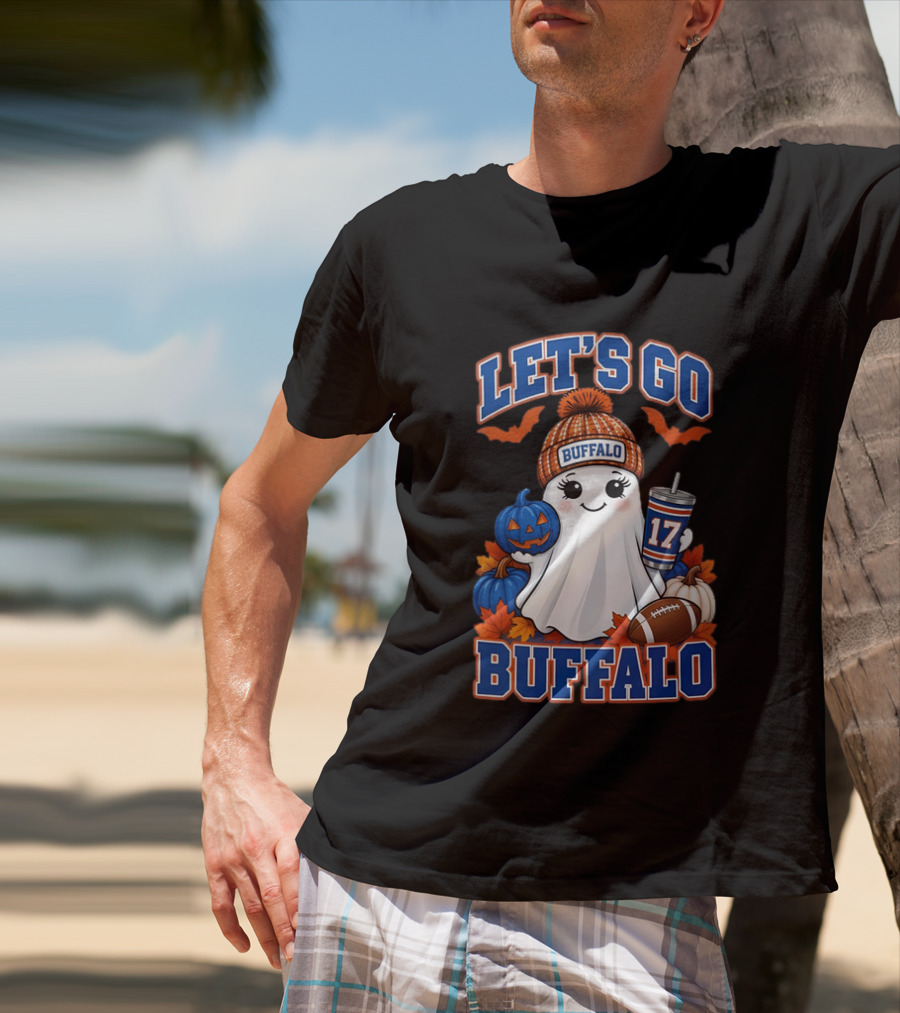 Let's Go Buffalo Halloween Ghost Football Festive Pumpkins 2026 T-Shirt