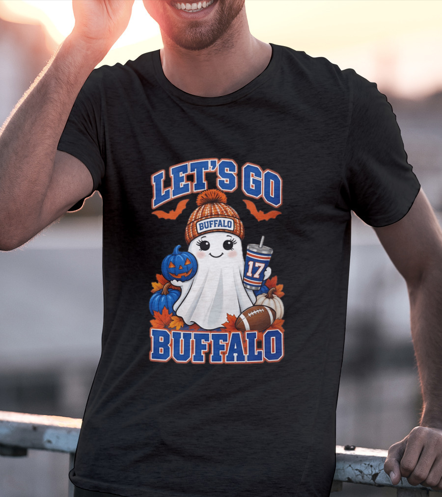 Let's Go Buffalo Halloween Ghost Football Festive Pumpkins 2026 T-Shirt