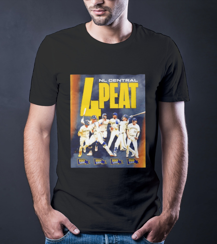 Milwaukee Brewers 4 Peat NL Central Champs 2023 2026 Players Edition T-Shirt