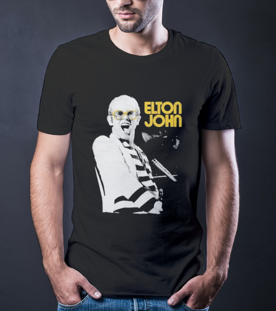 Elton John Classic Concert Series Iconic Glasses And Microphone T-Shirt
