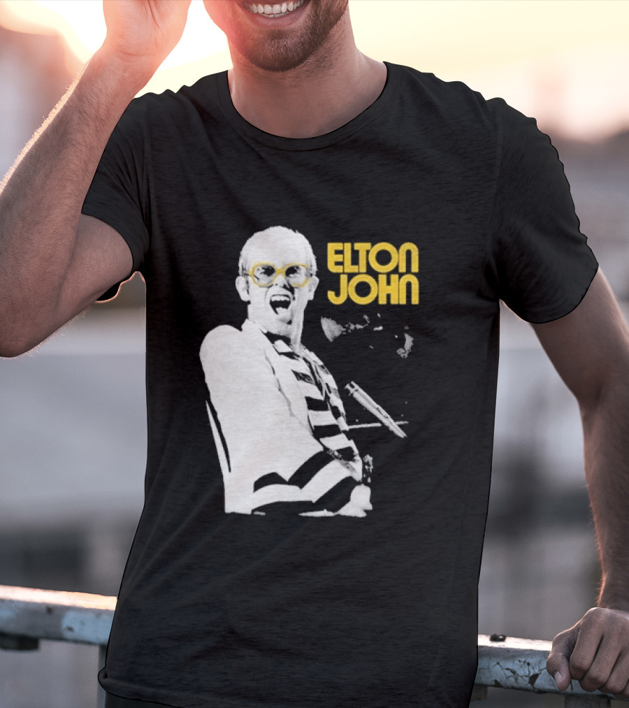 Elton John Classic Concert Series Iconic Glasses And Microphone T-Shirt