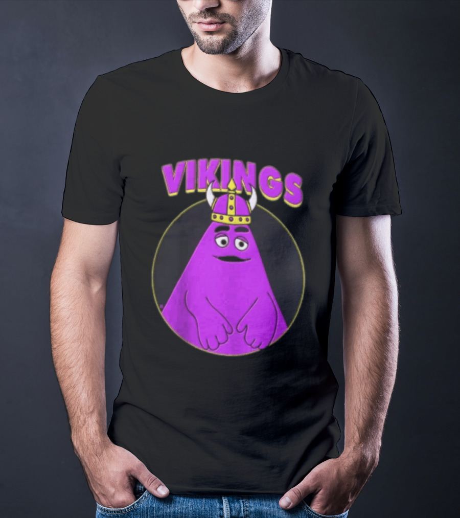Vikings Purple Character With Horned Helmet T-Shirt