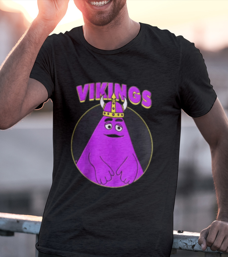 Vikings Purple Character With Horned Helmet T-Shirt