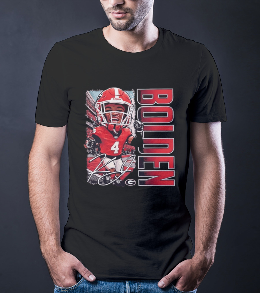 Georgia Bulldogs Football KJ Bolden No 4 Bobble Head Caricature T-Shirt