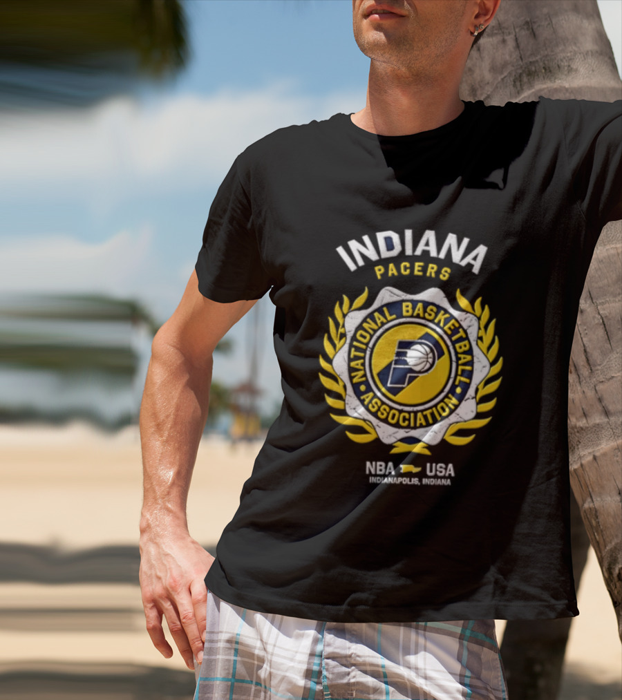 Indiana Pacers NBA National Basketball Association Laurel Wreath T-Shirt