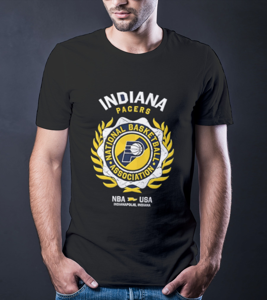 Indiana Pacers NBA National Basketball Association Laurel Wreath T-Shirt