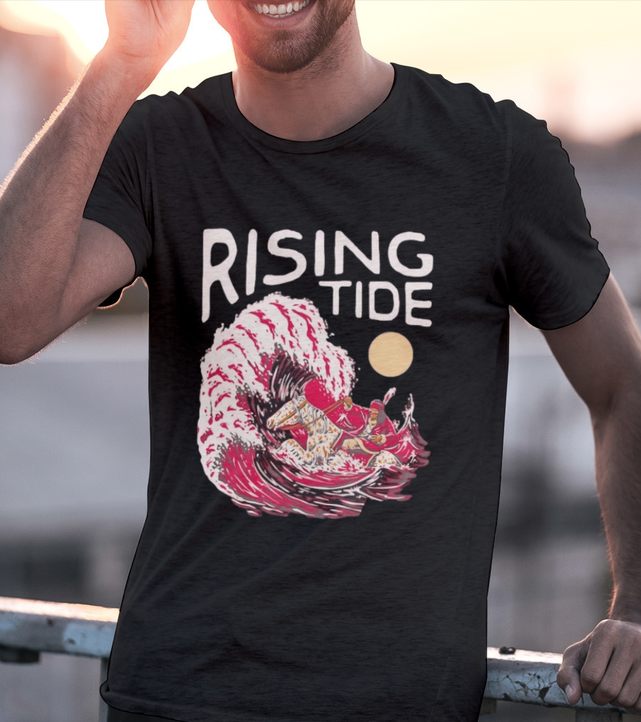 Rising Tide The Great Wave Off Kanagawa Samurai Rider T-Shirt