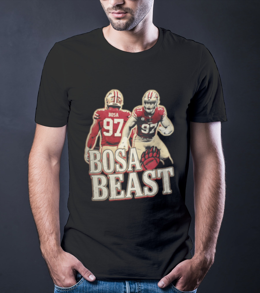 San Francisco 49ers Nick Bosa Beast Bear Claw Football Player 97 T-Shirt