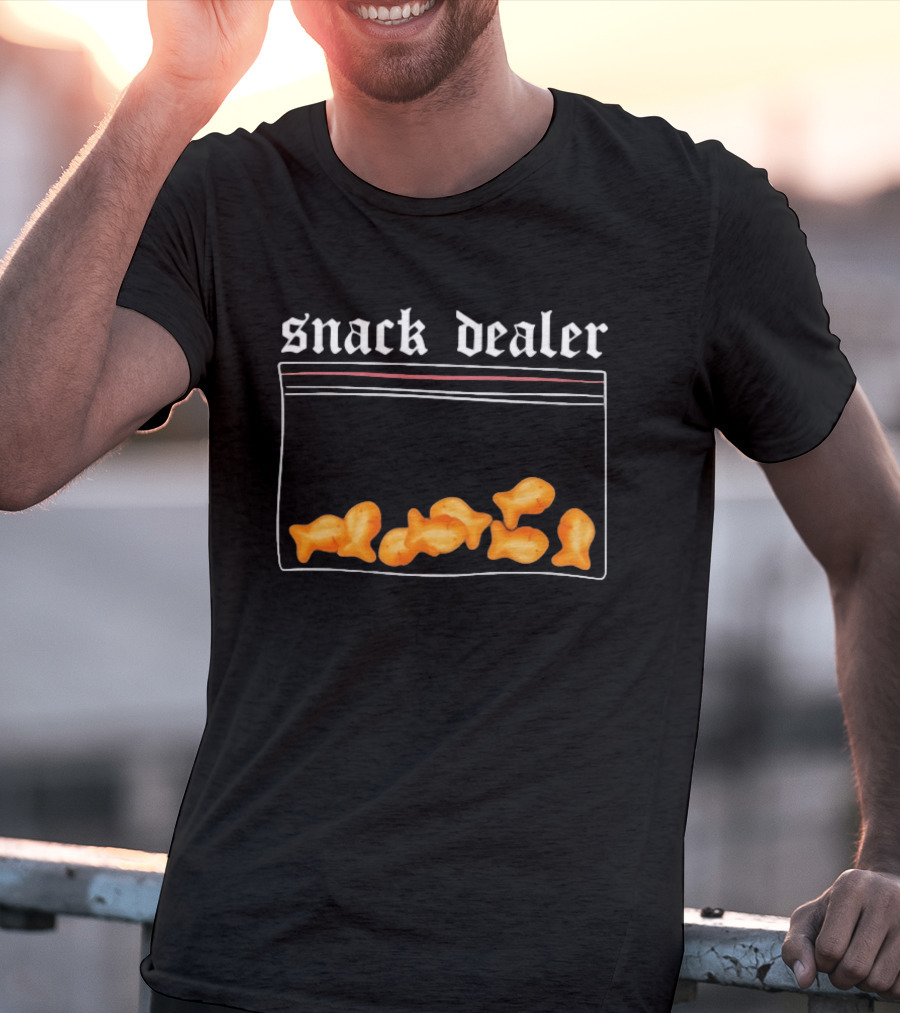 Snack Dealer Fish Crackers Pack Ziploc Bag T-Shirt