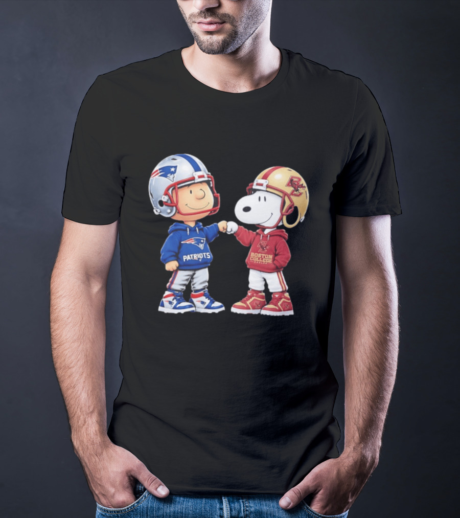 Snoopy Charlie Brown Patriots Boston College Eagles Fist Bump T-Shirt