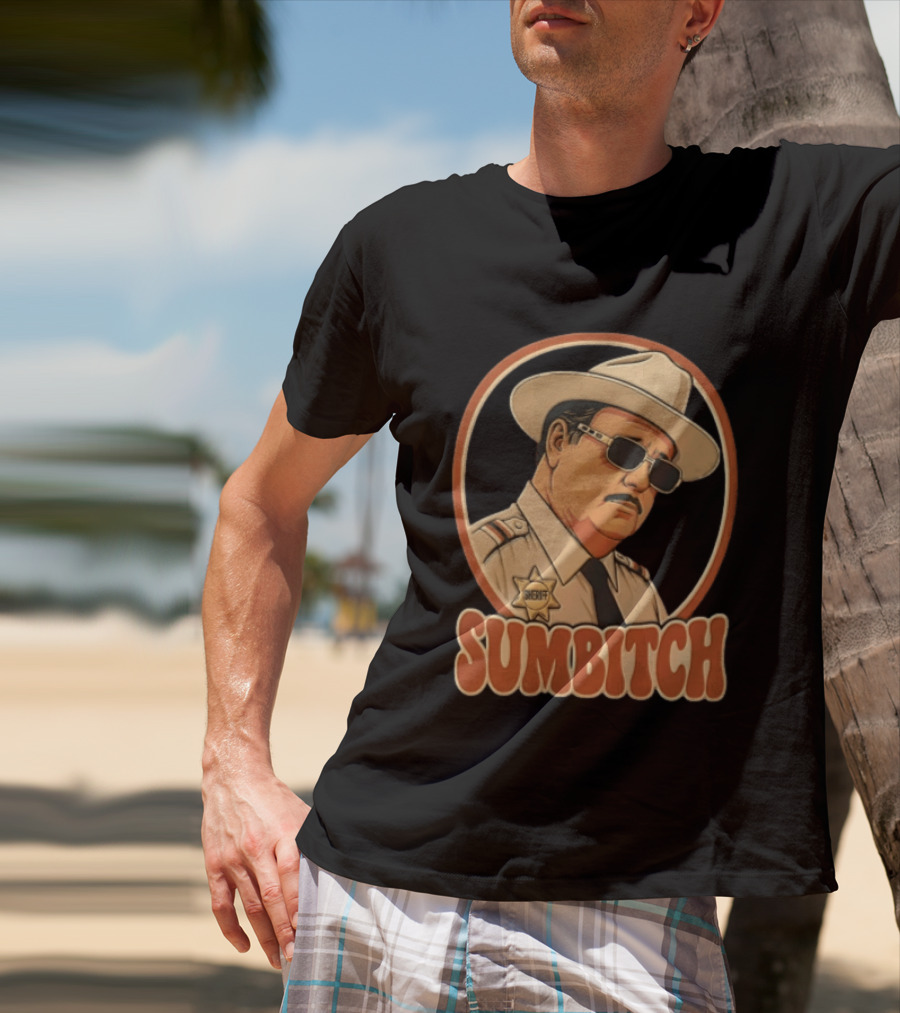 Sumbitch Sheriff Sunglasses Hat Cartoon T-Shirt