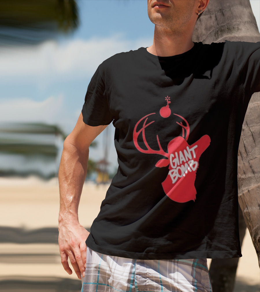 Giant Bomb Red Deer Antlers With Bomb T-Shirt
