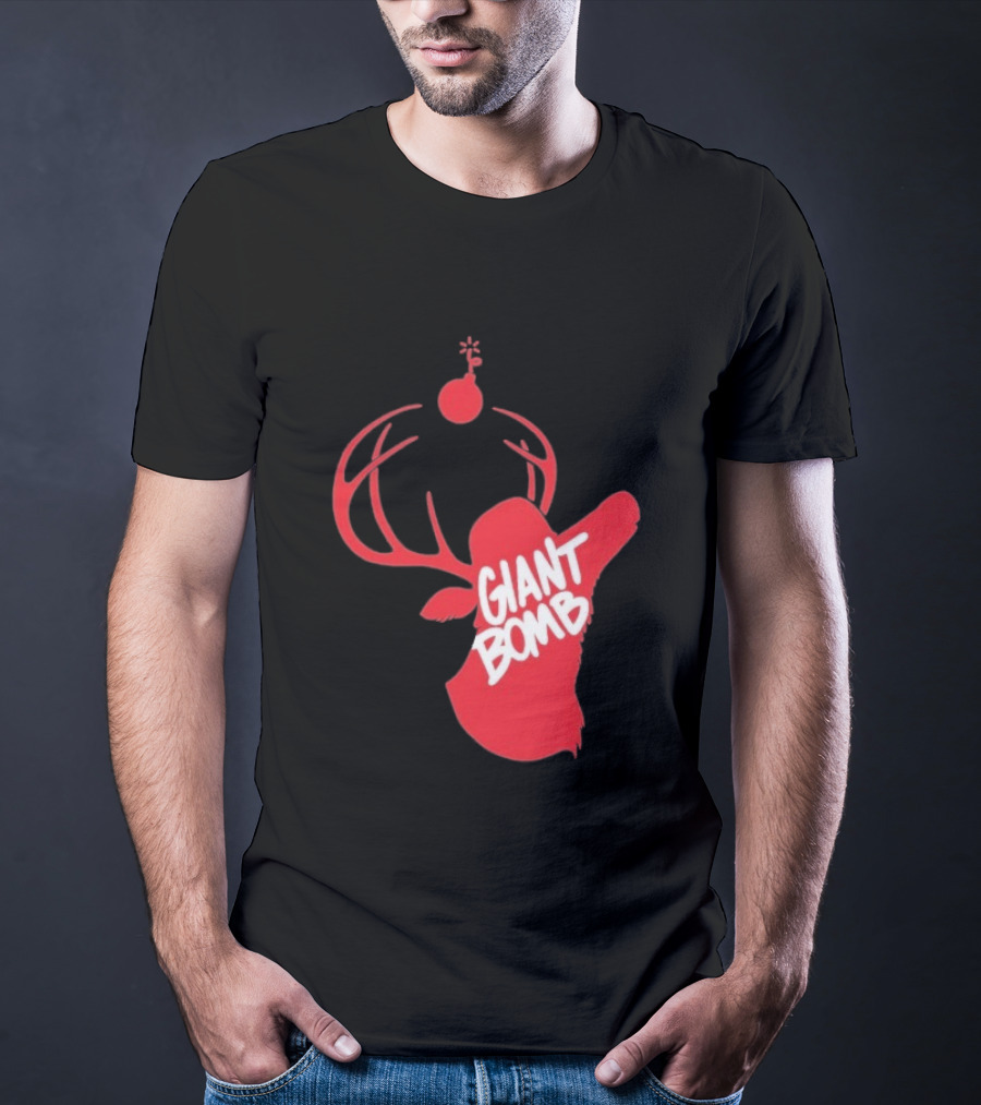 Giant Bomb Red Deer Antlers With Bomb T-Shirt