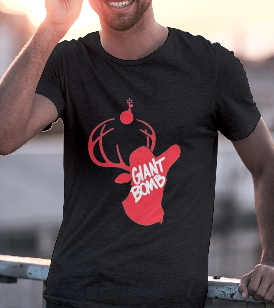 Giant Bomb Red Deer Antlers With Bomb T-Shirt