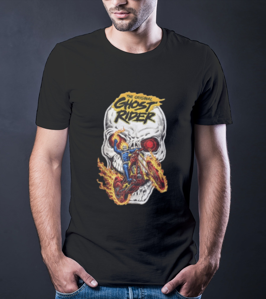 The Original Ghost Rider Flaming Skull Motorcycle Rider T-Shirt