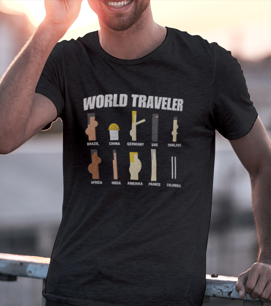 World Traveler Israel China Germany USA Holland Africa India France Japan Colombia T-Shirt