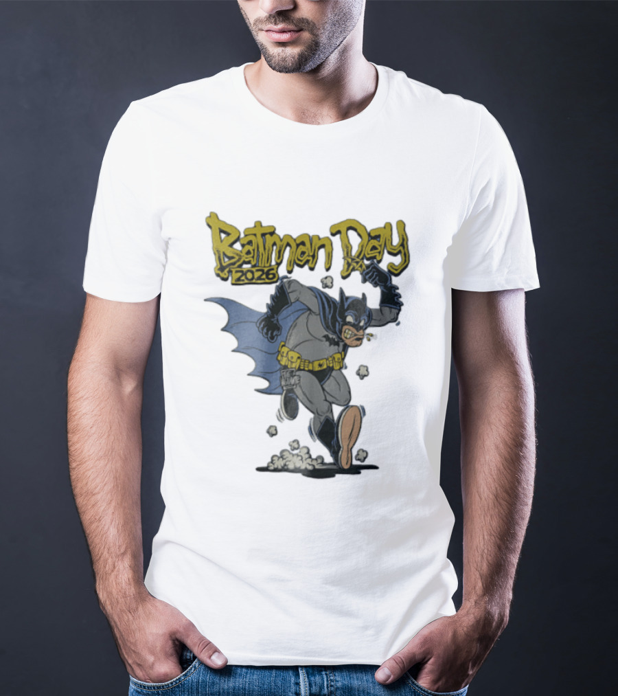 Batman Day 2026 Cartoon Running With Batarang T-Shirt