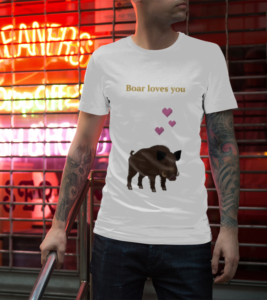 Boar Loves You With Pink Hearts T-Shirt