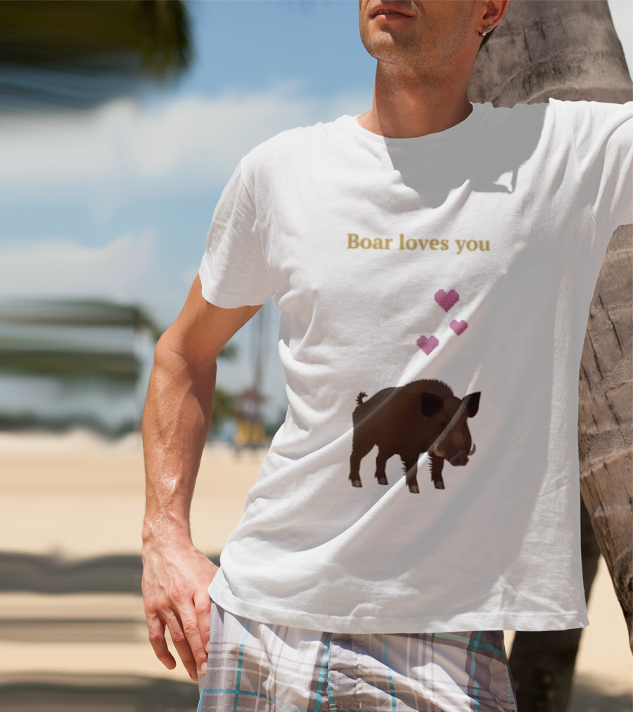 Boar Loves You With Pink Hearts T-Shirt