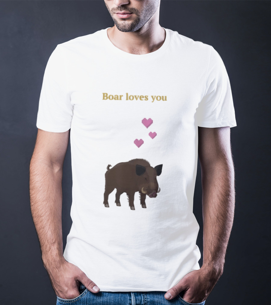 Boar Loves You With Pink Hearts T-Shirt