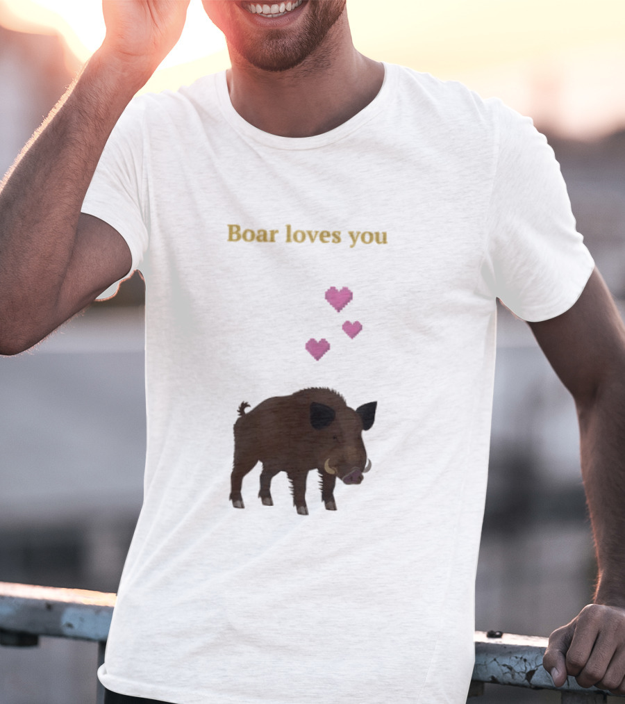 Boar Loves You With Pink Hearts T-Shirt