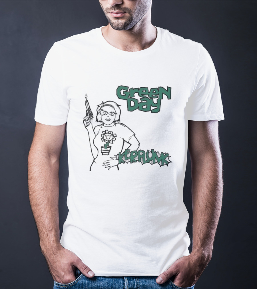 Green Day Kerplunk Vintage Character Holding Flower Pot T-Shirt