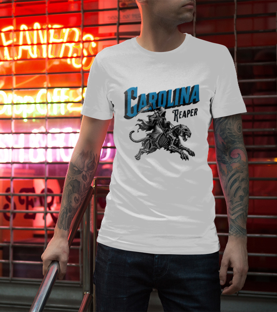 Carolina Reaper Grim Reaper Riding Skeleton Panther T-Shirt