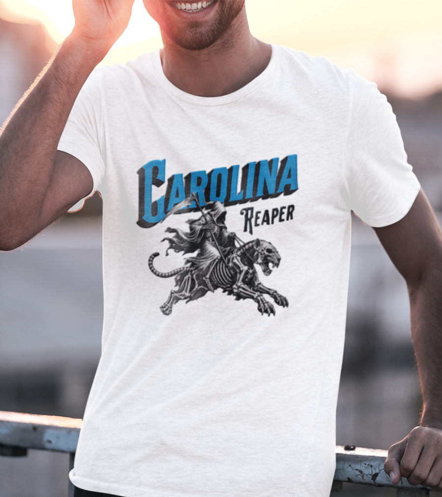 Carolina Reaper Grim Reaper Riding Skeleton Panther T-Shirt
