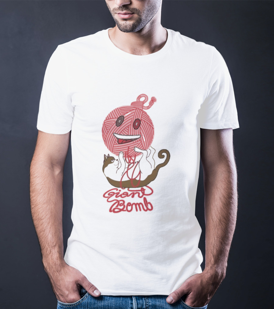 Giant Bomb Cat Monster Red Yarn Ball T-Shirt