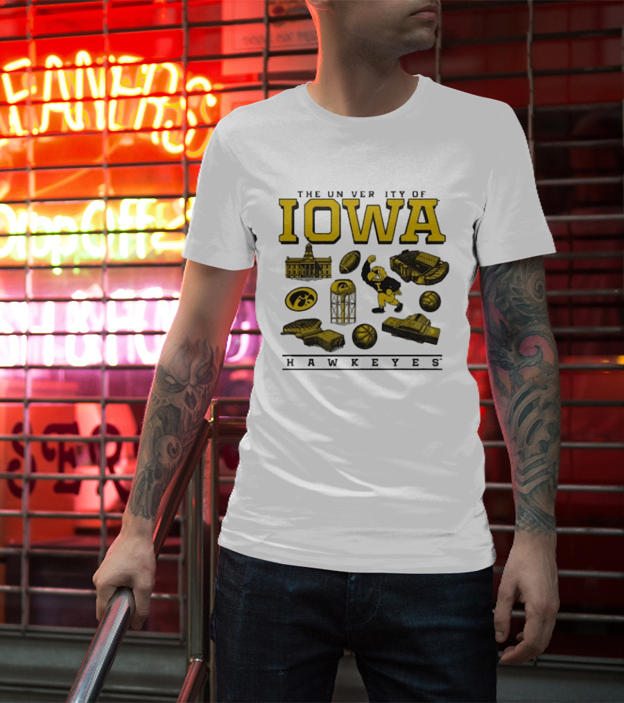 The University Of Iowa Hawkeyes Football Iconography Island T-Shirt
