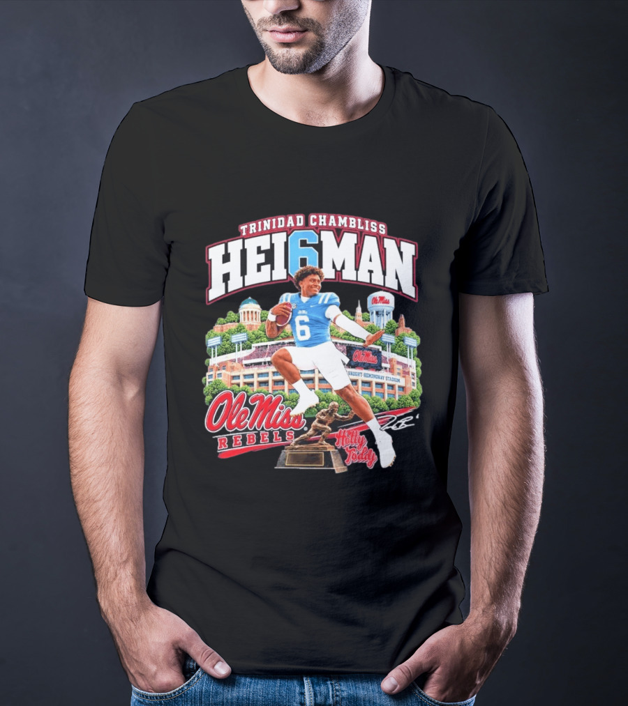 Trinidad Chambliss 2026 Hei6man Ole Miss Rebels Hotty Toddy Vaught Hemingway Stadium T-Shirt