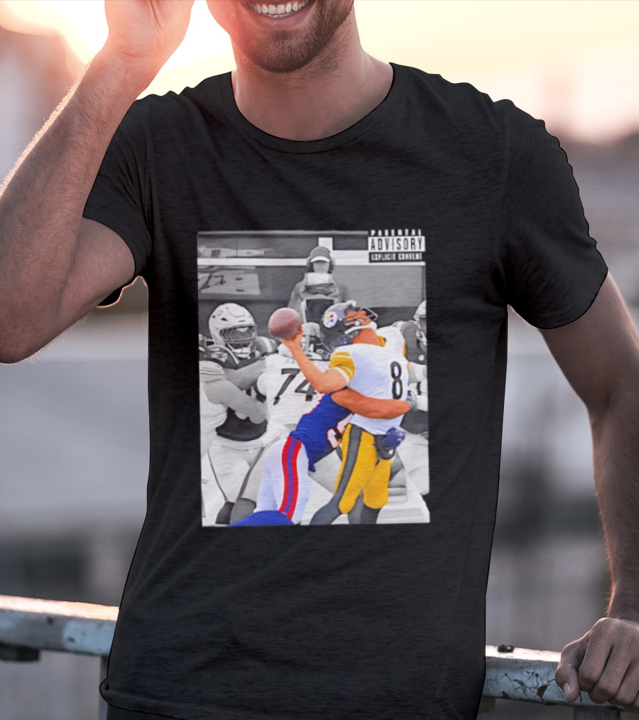 Pittsburgh Steelers Quarterback Sacked By Rival Team With Parental Advisory T-Shirt